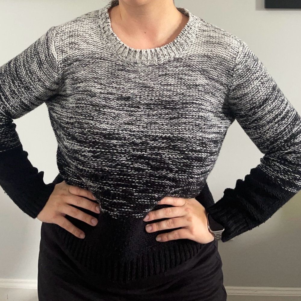 White and Black Knit Sweater